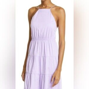 NWT custom ALICE + OLIVIA Hartley Open Tie Back Tiered Mini DRESS. Size 4.